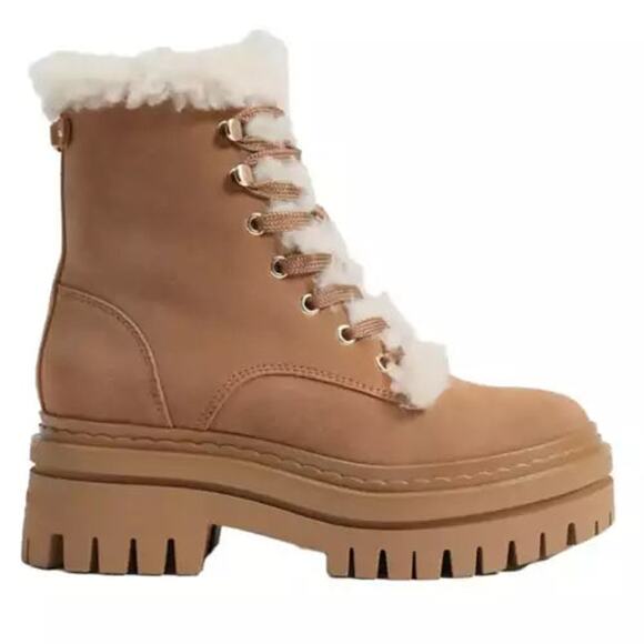 Sam Edelman Women's Kyler Lace-Up Cozy Combat Boots In Carmel US 9 - Picture 7 of 8